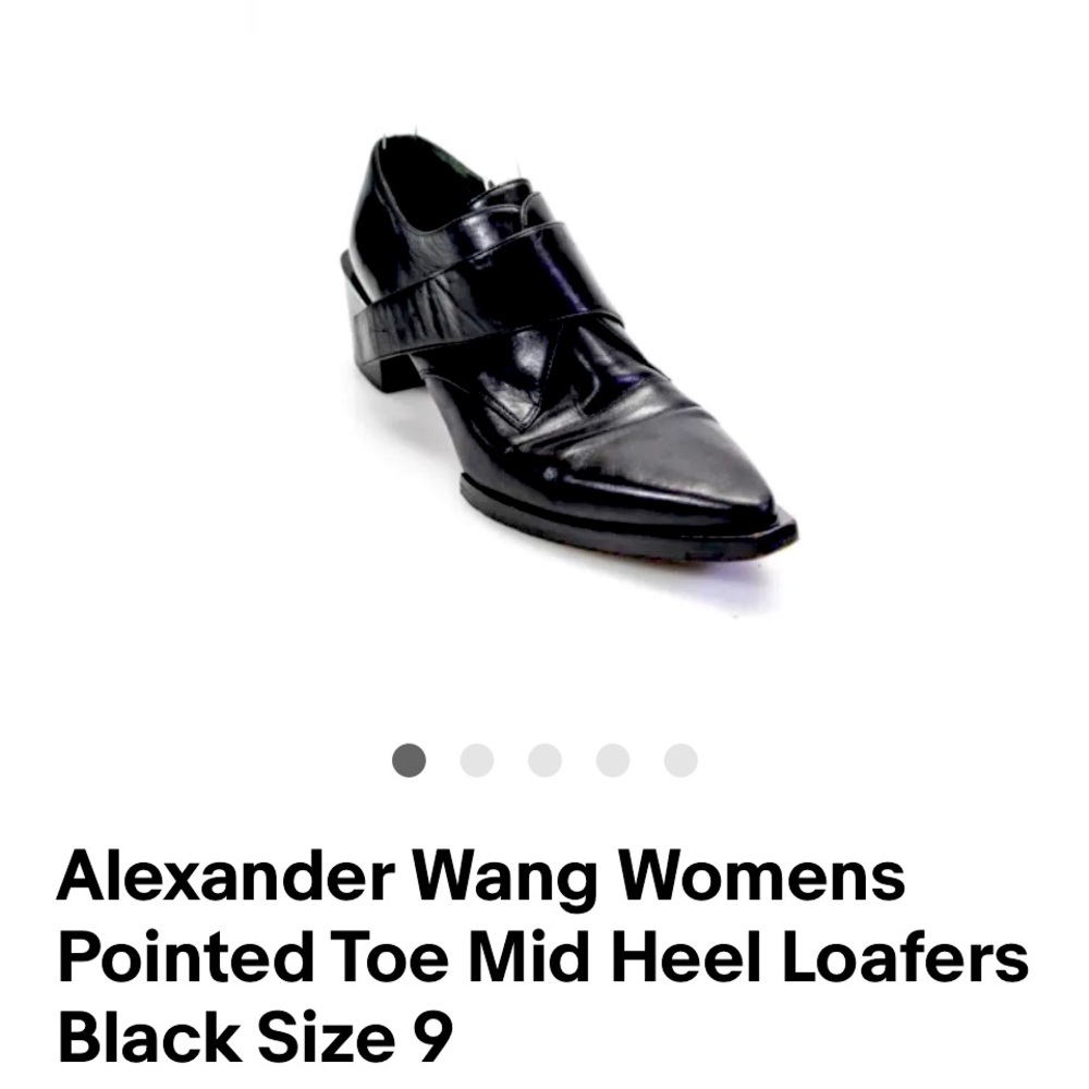 ALEXANDER WANG Pointed Toe Mid Heel Loafers Black Size 9